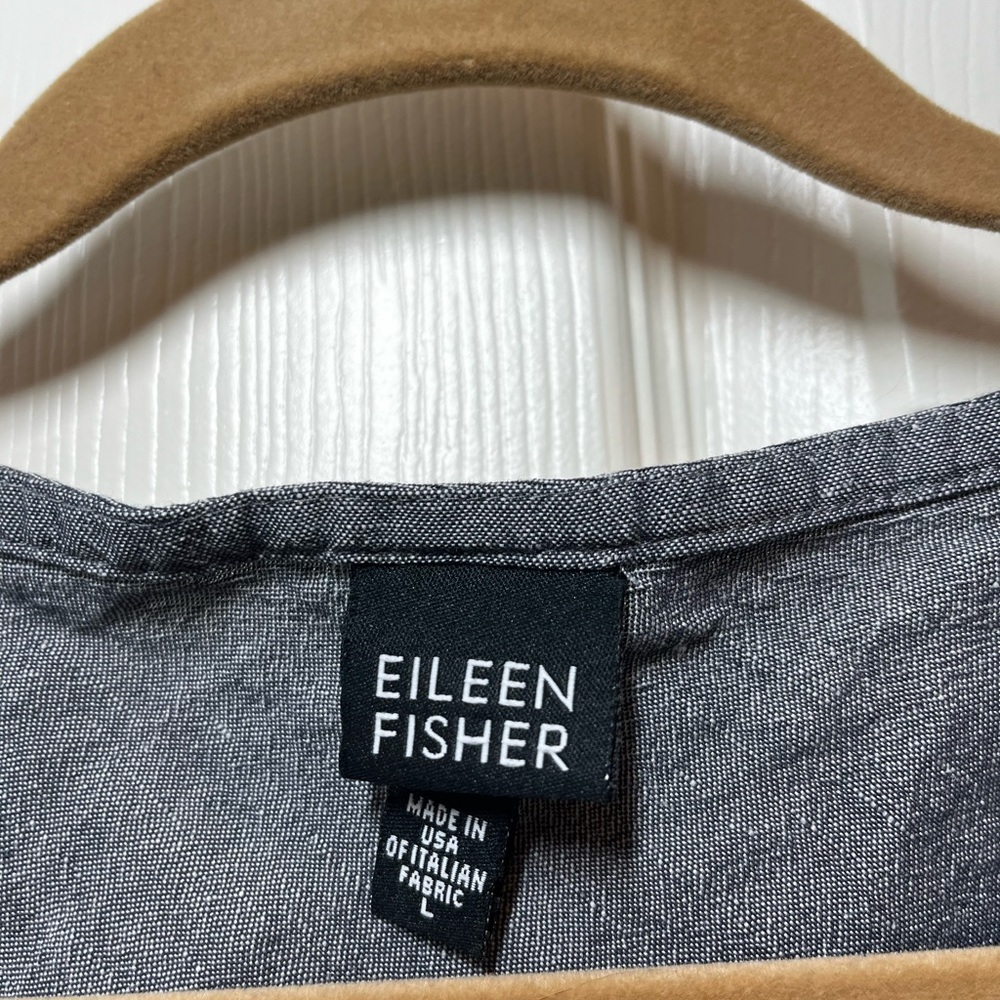 Eileen Fisher Gray Linen Blend Sleeveless Tank Top Size Large - Picture 4 of 7